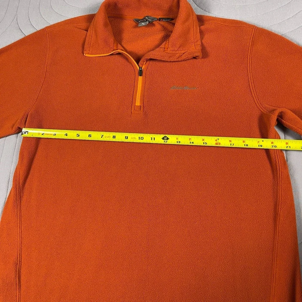 Eddie Bauer Men's Fleece 1/4 Zip Pullover Sweatshirt Size Medium Orange Polartec
